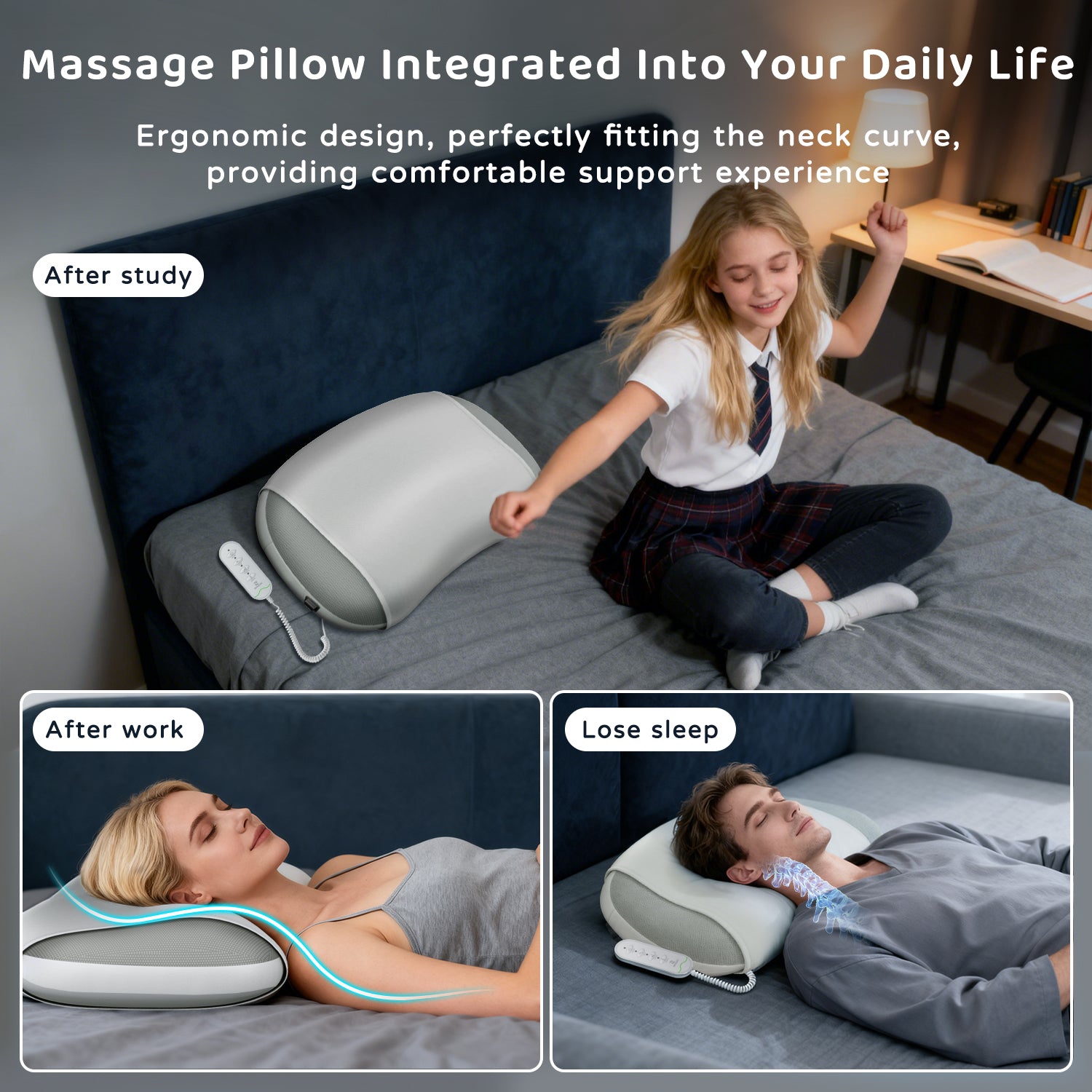 Zenopax Neck Massager for Pain Relief Deep Tissue, Cordless &amp; Rechargeable Neck and Shoulder Massager with Heat,3 Modes &amp; Intensities &amp; Heatings 4D Sleeping Kneading Pillow