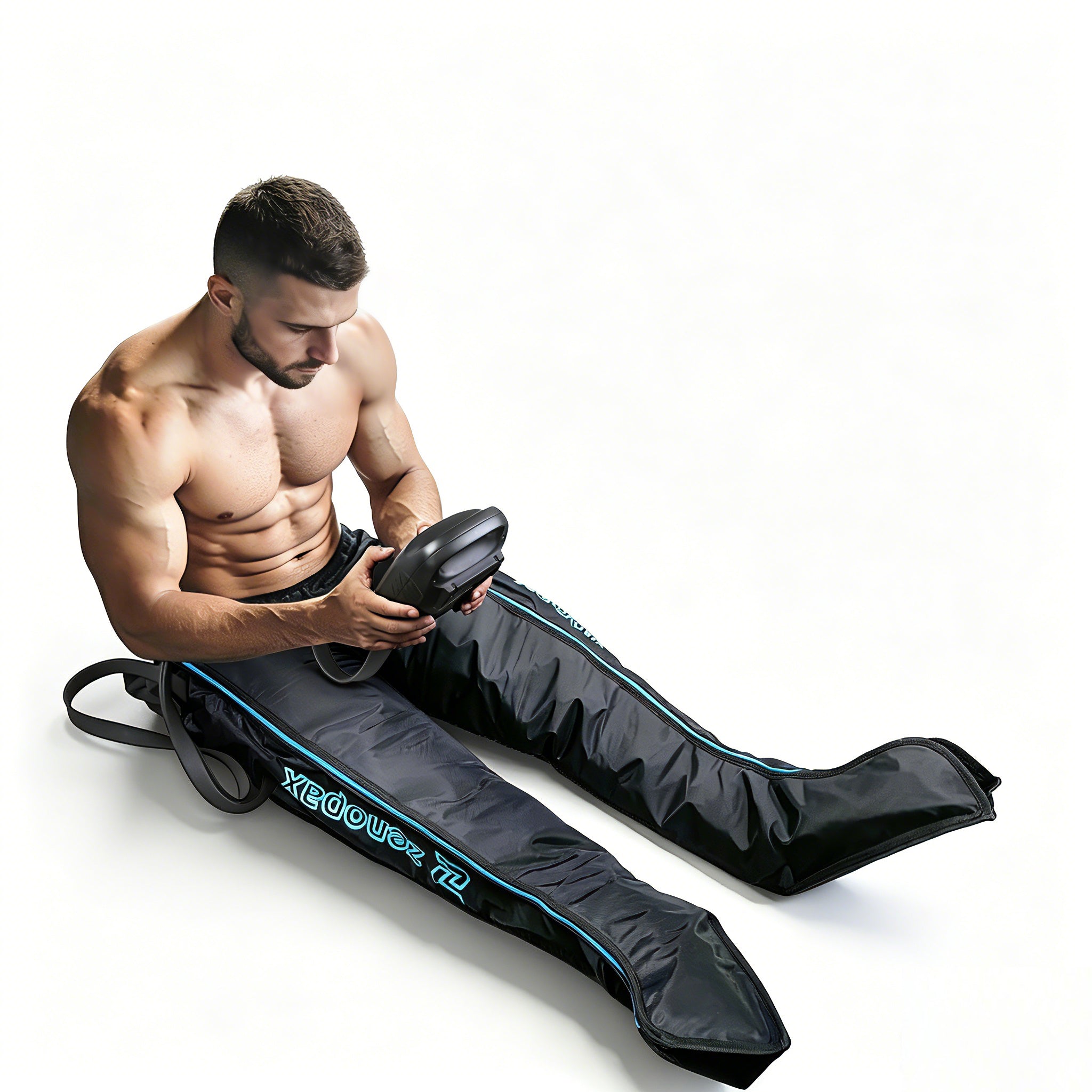 Air Compression Leg Massager | Full Leg Circulation & Swelling Support with Overlapping Airbags, 8 Pressure Levels, 6 Modes, 4 Timers – Long-Lasting Battery
